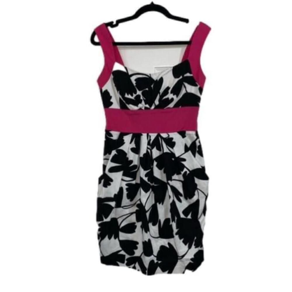 B. Smart Pink and Black Floral Mini Dress